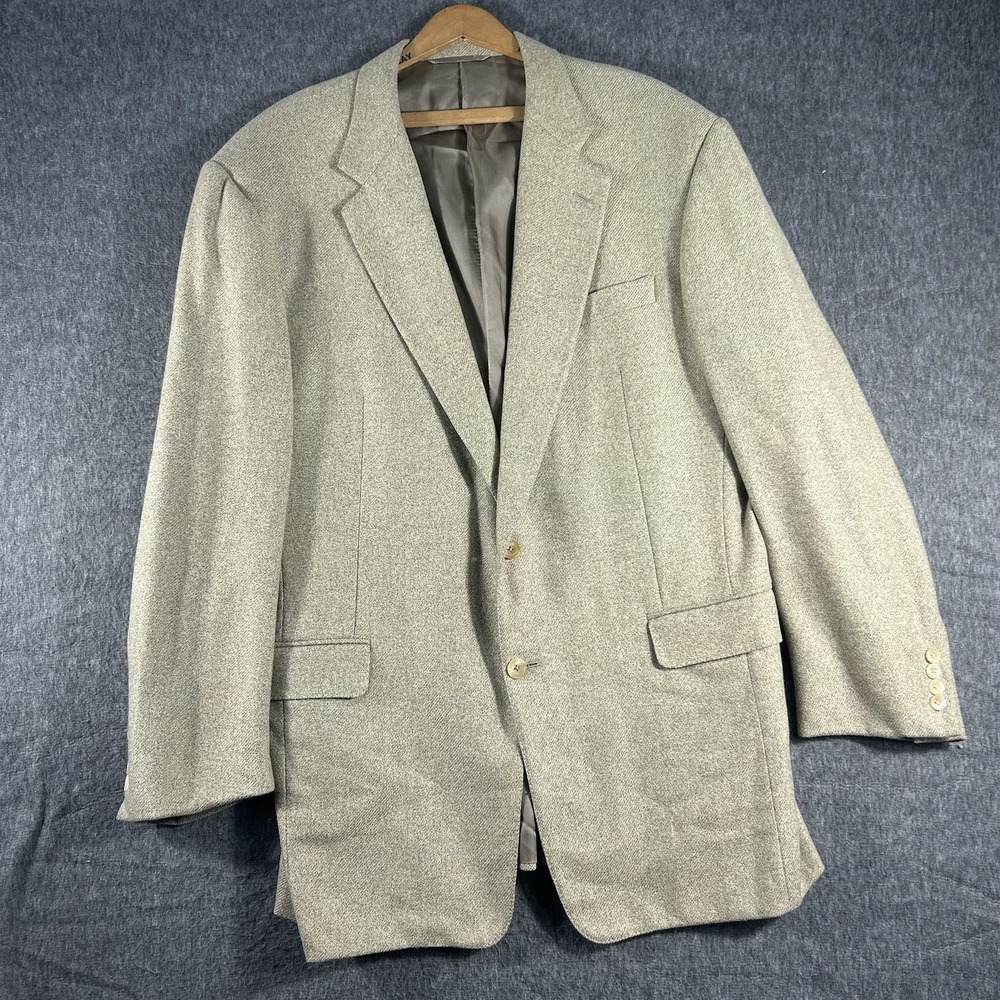 HICKEY FREEMAN Pure Cashmere Blazer Jacket 42L Tailored Fit 2 Button Vintage USA